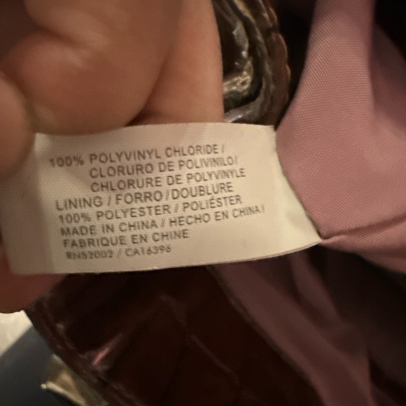 Vintage Liz Claiborne Faux Croc Tote Brown Y2K Shoulder Bag - Picture 11 of 12